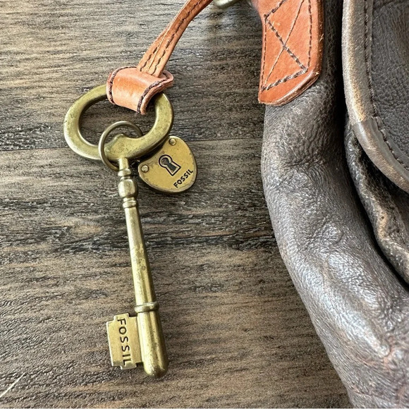 Fossil Long Live Vintage Leather Dr Bag Purse Satchel Brown Issue 54 Gold - Picture 2 of 13